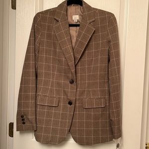 NWT-Brown Plaid Button Blazer
